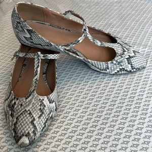 Snakeskin t-strap ballet flats size 7.5